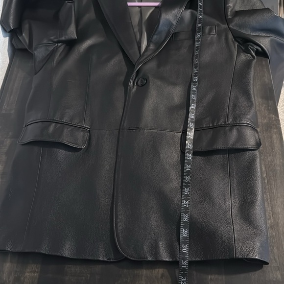 Stafford Black Leather 2 Button Blazer Sport Coat Size Medium - Picture 7 of 7